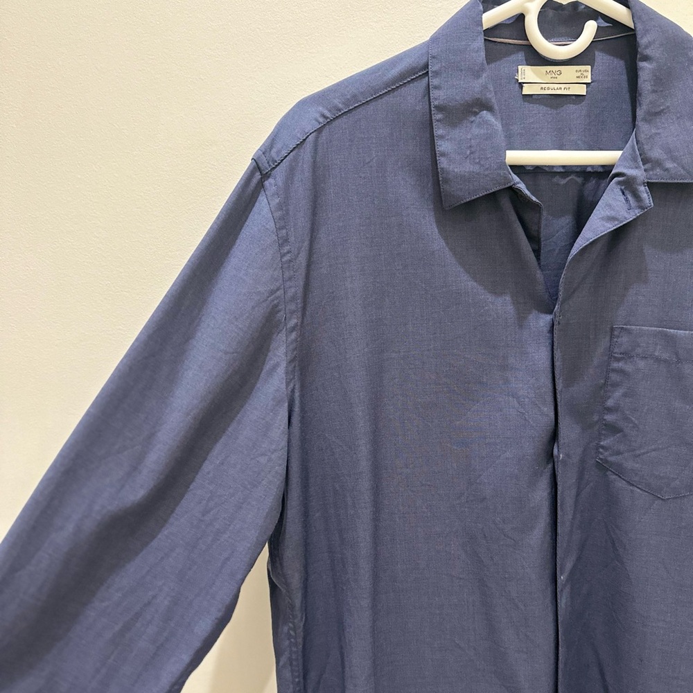 NWOT Mango Men Button Down Navy Shirt XL - Picture 7 of 7